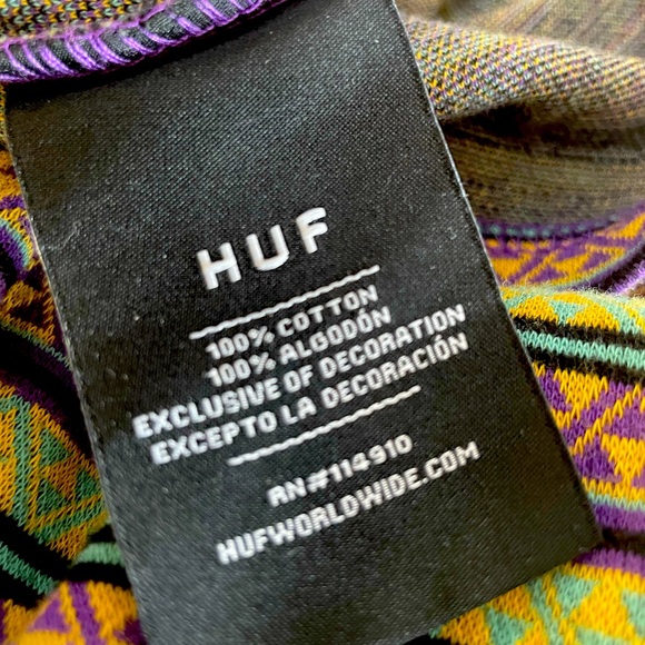 HUF Mens S/S Knit Top Shirt ALLEN Triple Triangle Striped Embroidered, Mens M - Picture 5 of 6